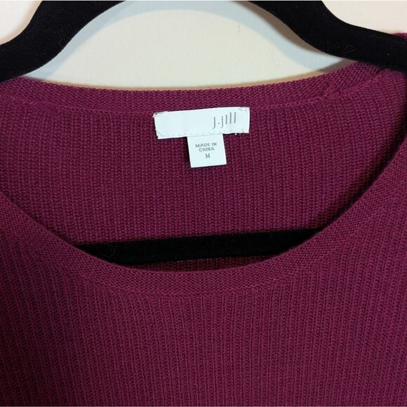 J.Jill Size M Wool Blend Burgundy Wine Long-Length Tunic Sweater 3/4 Sleeve - Picture 7 of 7